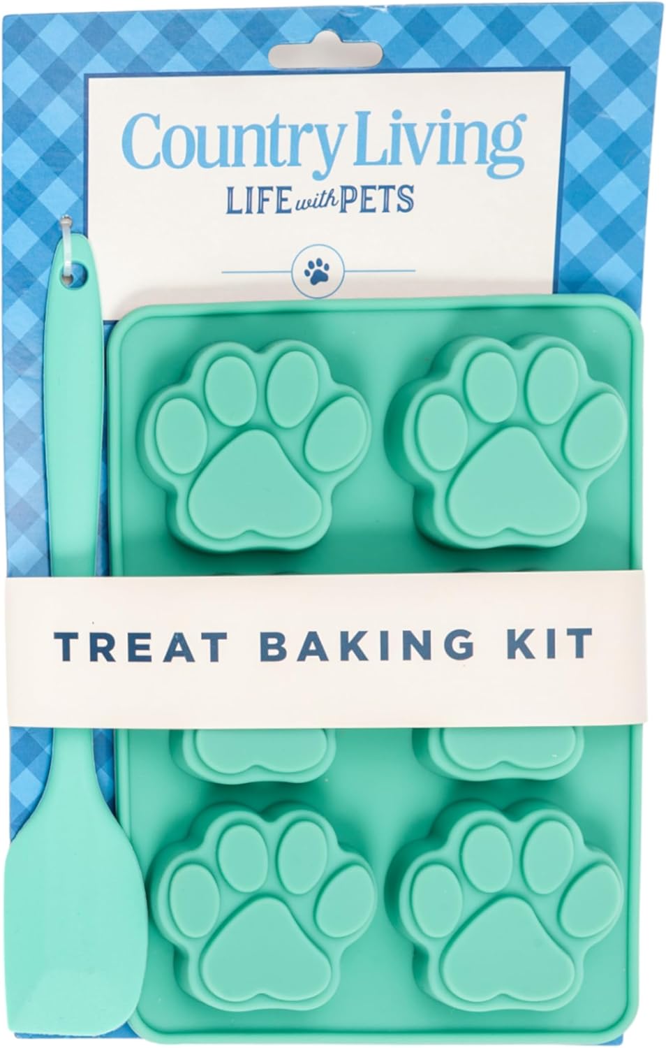 Country Living 3-Piece Silicone Baking Kit – Includes 2 Baking Trays (6-Cavity Paw Print Mold) & Spatula – Non-stick Silicone for Homemade Dog Treats, Candy, Chocolate, & Ice Cubes
