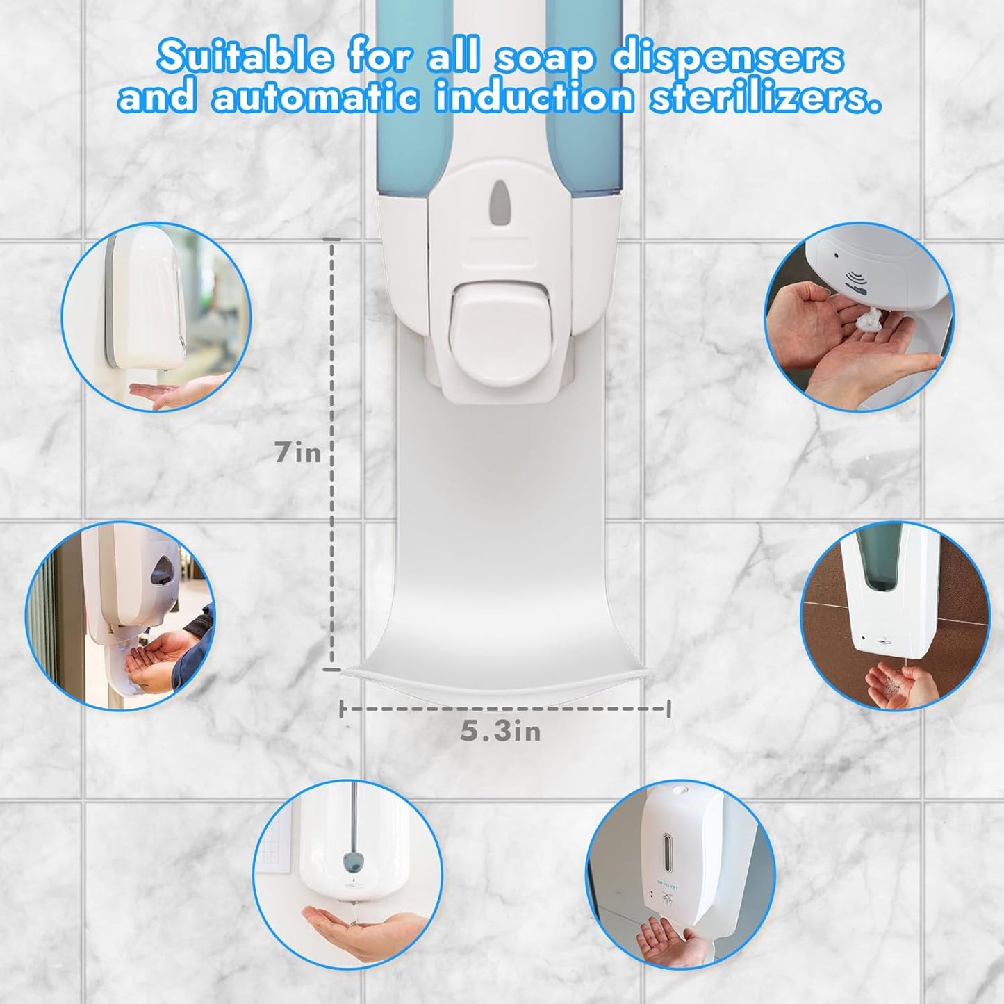 5PCS Drip Tray Wall Mount Soap Dispenser Bracket, Laundry Detergent Drip Catcher, Easy to Clean (White)