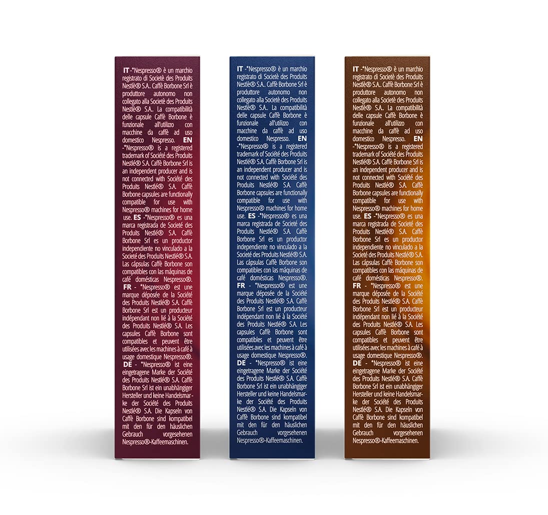 Caffè Borbone Aluminum Espresso Pods for Nespresso Coffee Machines, Intense, Smooth and Rich Italian Roast Coffee - Variety Pack - 100 Count (10 Packs of 10) - NOT compatible with Vertuo machines