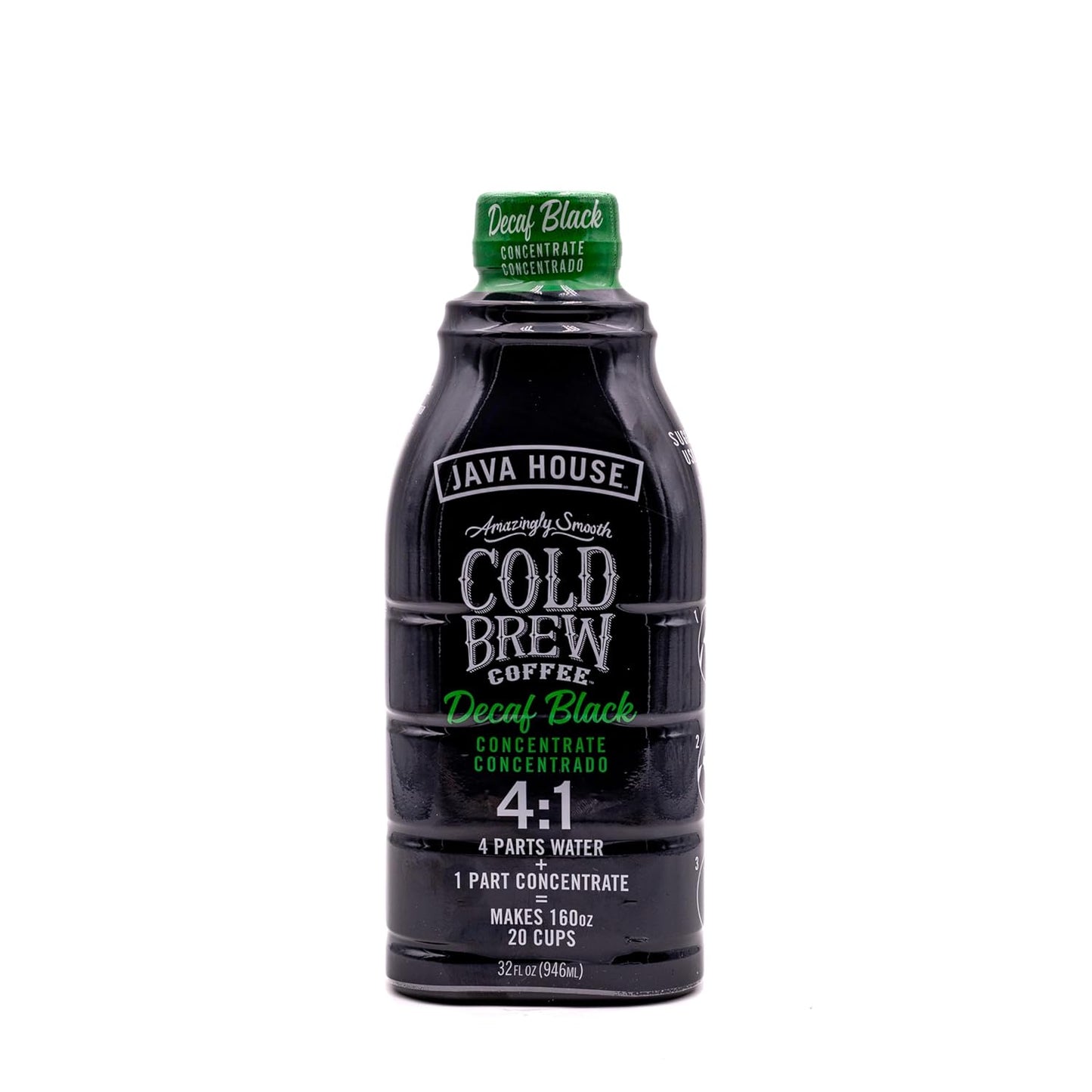 JAVA HOUSE Cold Brew Coffee, Decaf Colombian 4:1 Liquid Concentrate, 32 Ounce Bottle