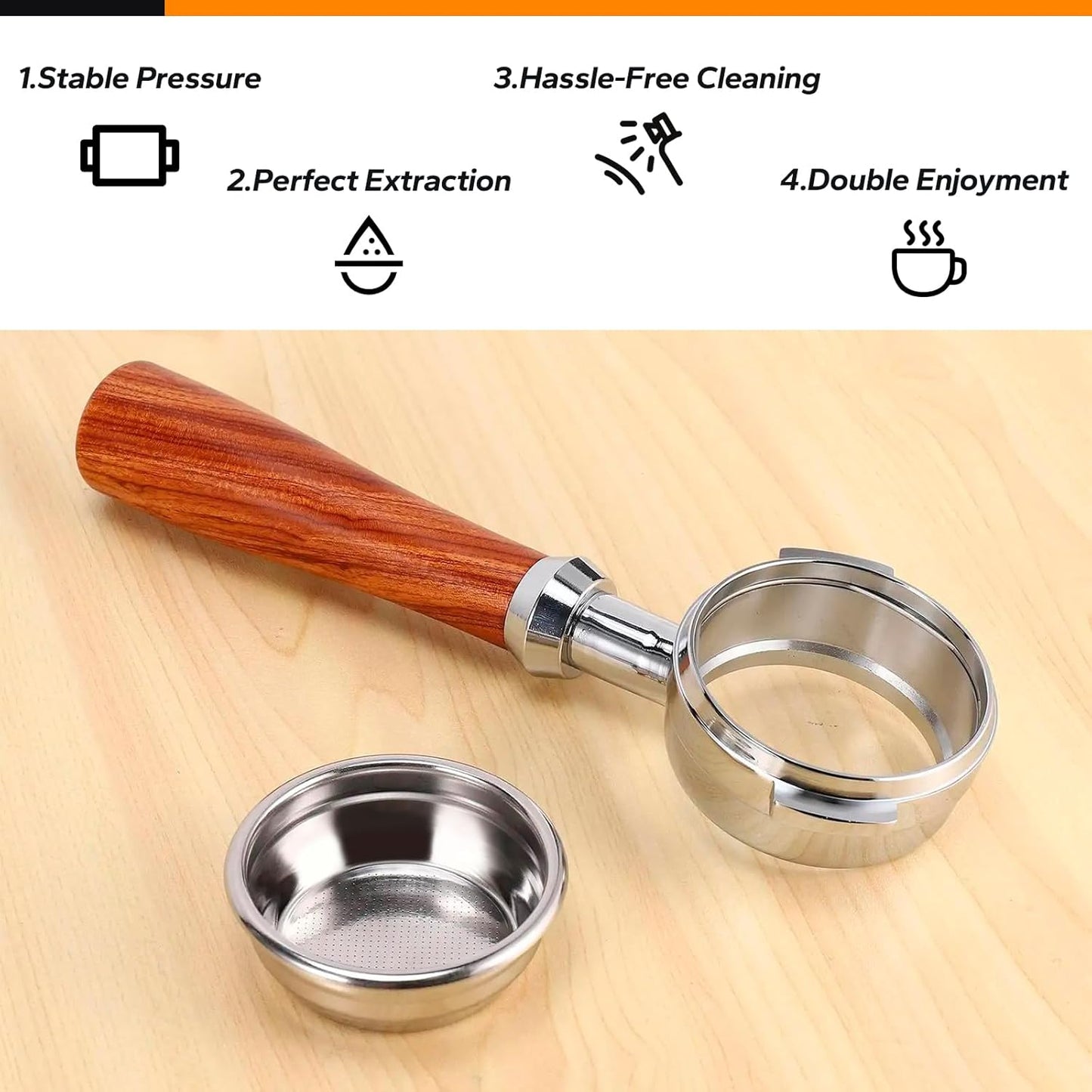 54mm Dual Wall Pressurized Basket Compatible with Breville Bambino,Barista Express, Barista Touch,Infuser, Duo-Temp Pro, Pressurized Filter Basket Replacement Part for Breville Filter, Double Shot