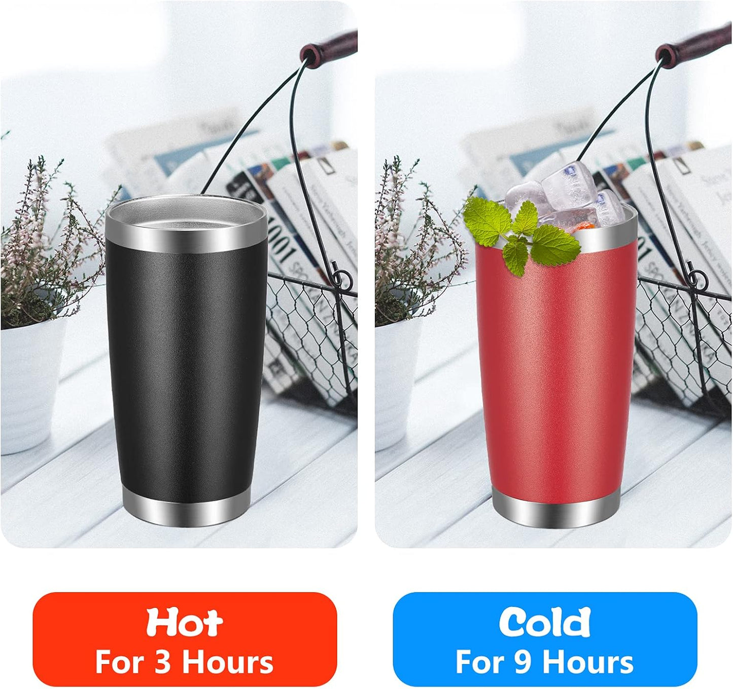 VEGOND 20oz Tumbler with Lid and Straw Stainless Steel Tumbler Cup Vacuum Insulated Double Wall Travel Coffee Mug Powder Coated Coffee Cup(Powder Red 1 Pack)