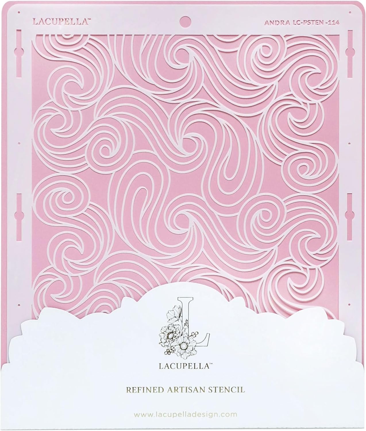 Cake Stencil - Seamless Delicate Pattern for Decorating Tall Double Barrel Cake to Use with Buttercream, Royal Icing, Ganache, Paint, Airbrush (Andra)