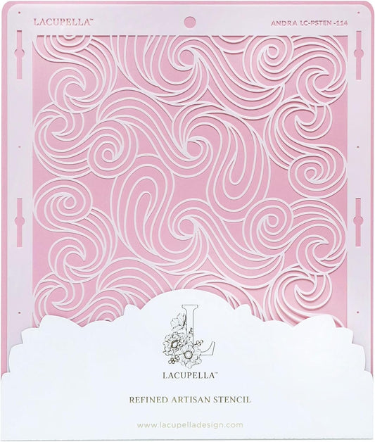 Cake Stencil - Seamless Delicate Pattern for Decorating Tall Double Barrel Cake to Use with Buttercream, Royal Icing, Ganache, Paint, Airbrush (Andra)