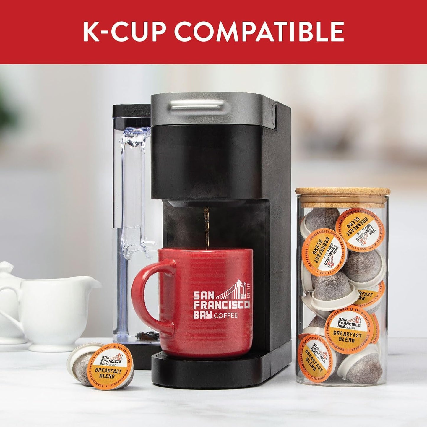San Francisco Bay Compostable Coffee Pods - Breakfast Blend (80 Ct) K Cup Compatible including Keurig 2.0, Medium Roast