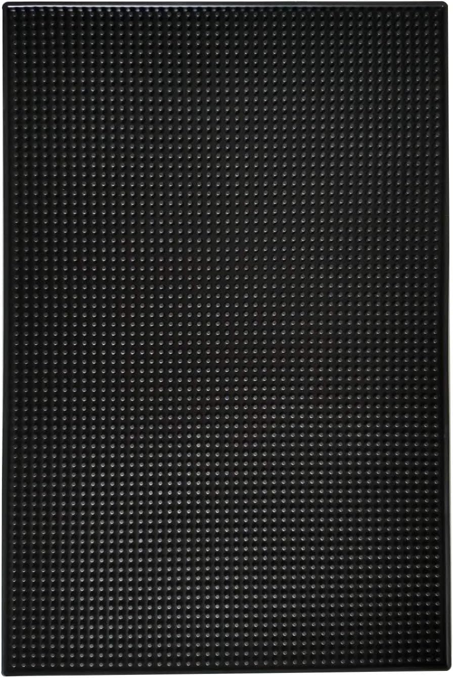 17.7" x 11.8" Rubber Bar Mats, Non-Slip and Anti-Spill Non-Toxic Soft Rubber Mats, Coffee Bars, Bars, Restaurants and Barbers Service Mats, Black, 1Pack