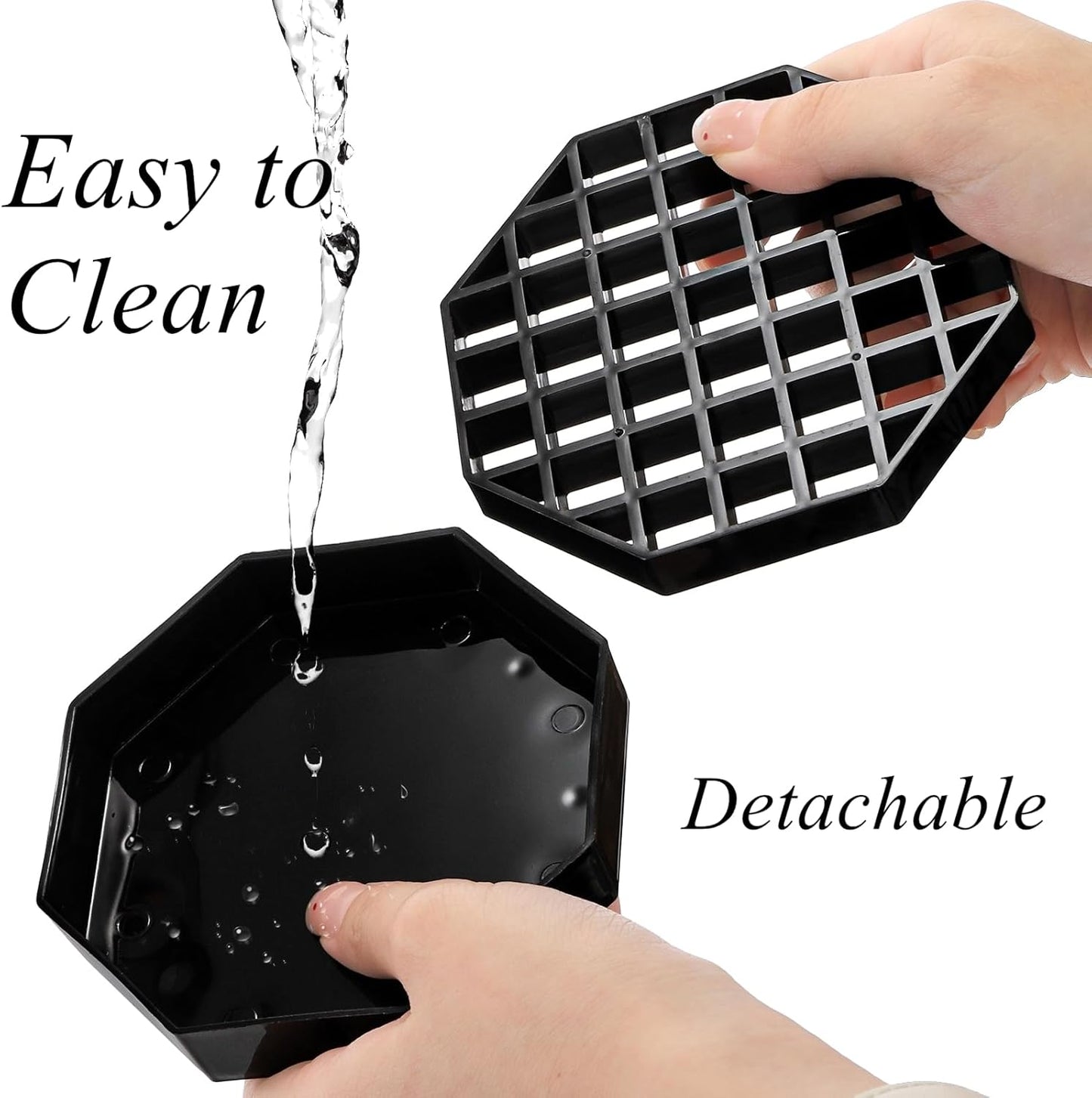 Tebery 6 Pack 4 Inch Coffee Drip Trays, Handy Water Catcher Tray for Drink Dispenser, Countertop Drip Coasters with Detachable Grid, Plastic Drip Tray Pan for Party, Home, Bar, Coffee Station