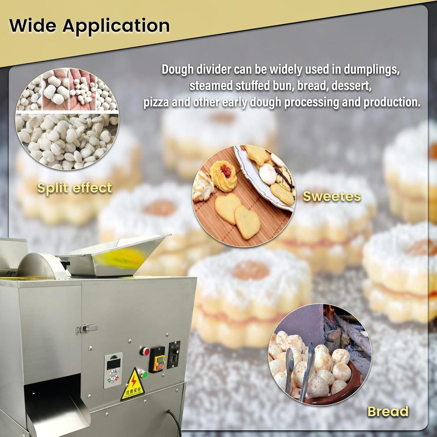 Commercial Dough Divider Multifunction Electric Dough Cutting Machine Can be Used to Process Dough 2.47oz-10.58oz(70g-300g) for Pizza, Desserts, Biscuits, etc 110V