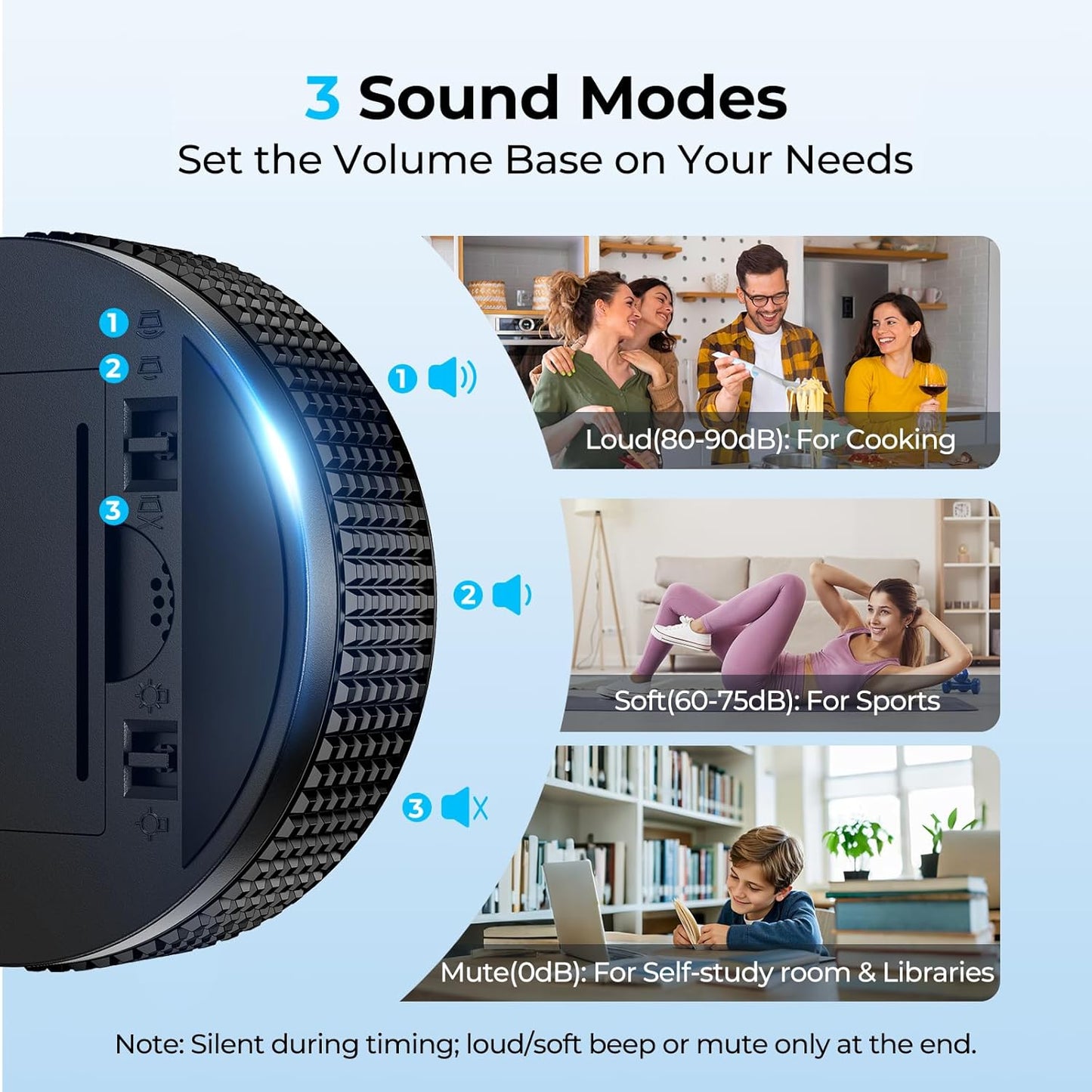 Rechargeable Magnetic Kitchen Timer for Cooking, Building 800mAh Battery Large Display Digital Countdown Countup Timer, 3 Preset 5/15/25 Mins Loud Alarm for Baking Grilling Studying - 2PCS