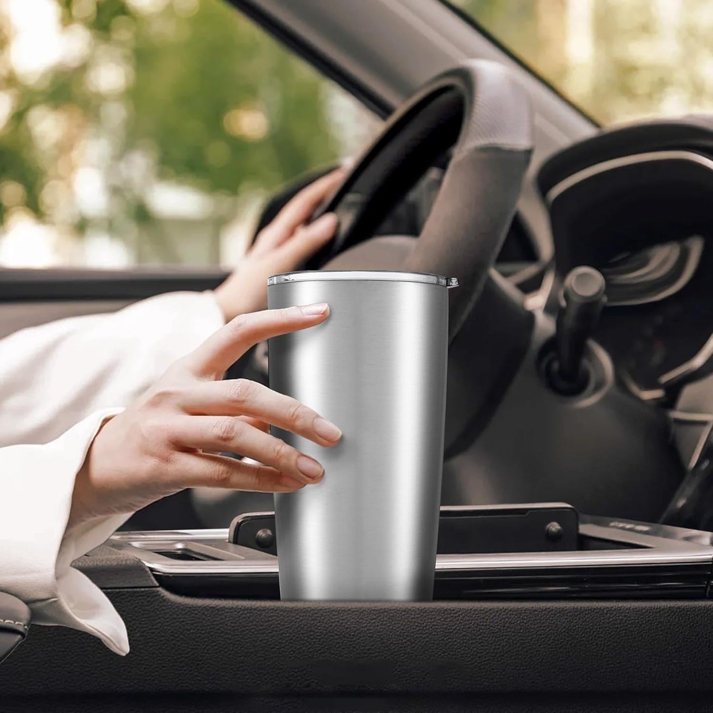 20 oz Tumbler with Lid Stainless Steel Insulated Tumblers Bulk Double Wall Vacuum Cups Powder Coated Travel Mug Keep Drinks Cold and Hot, Stainless Steel, 4 Pack