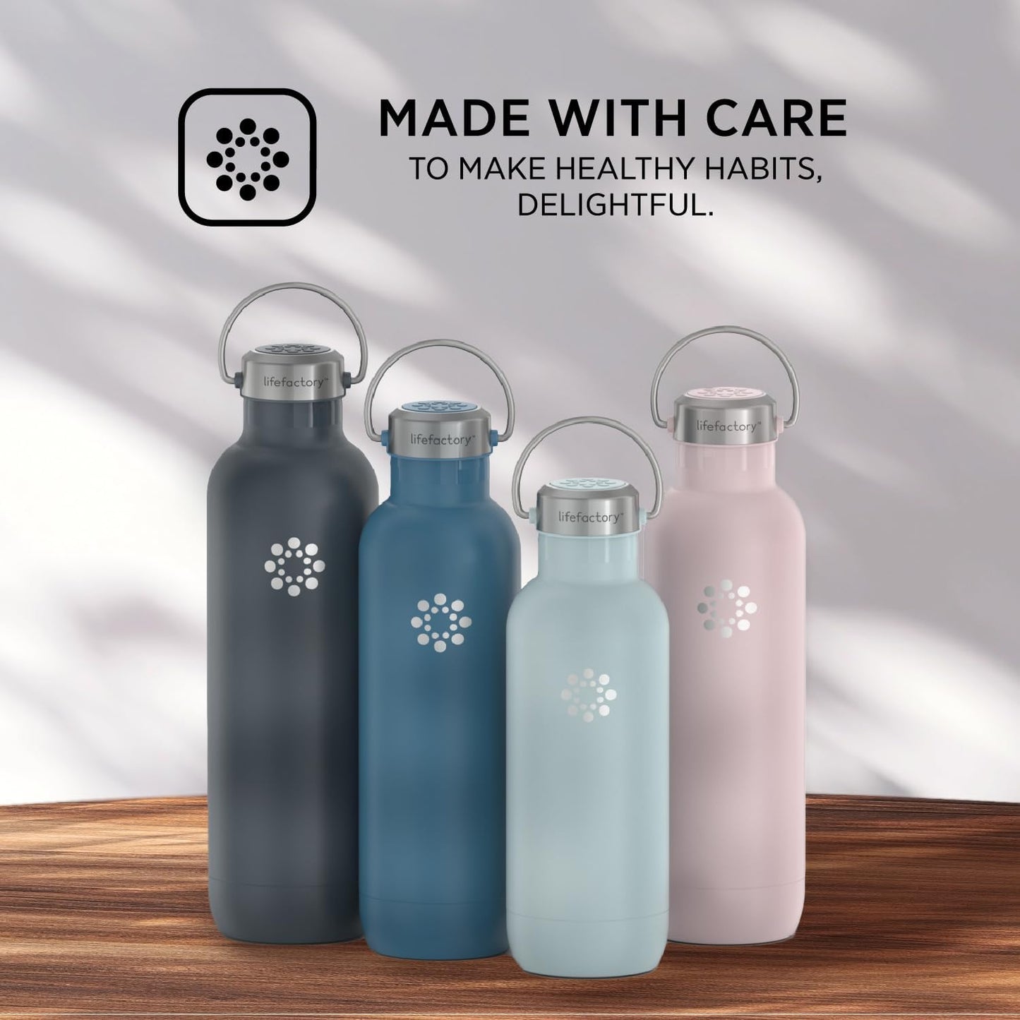 Lifefactory 32-Ounce Stainless Steel Vacuum-Insulated Sport Bottle, Desert Rose