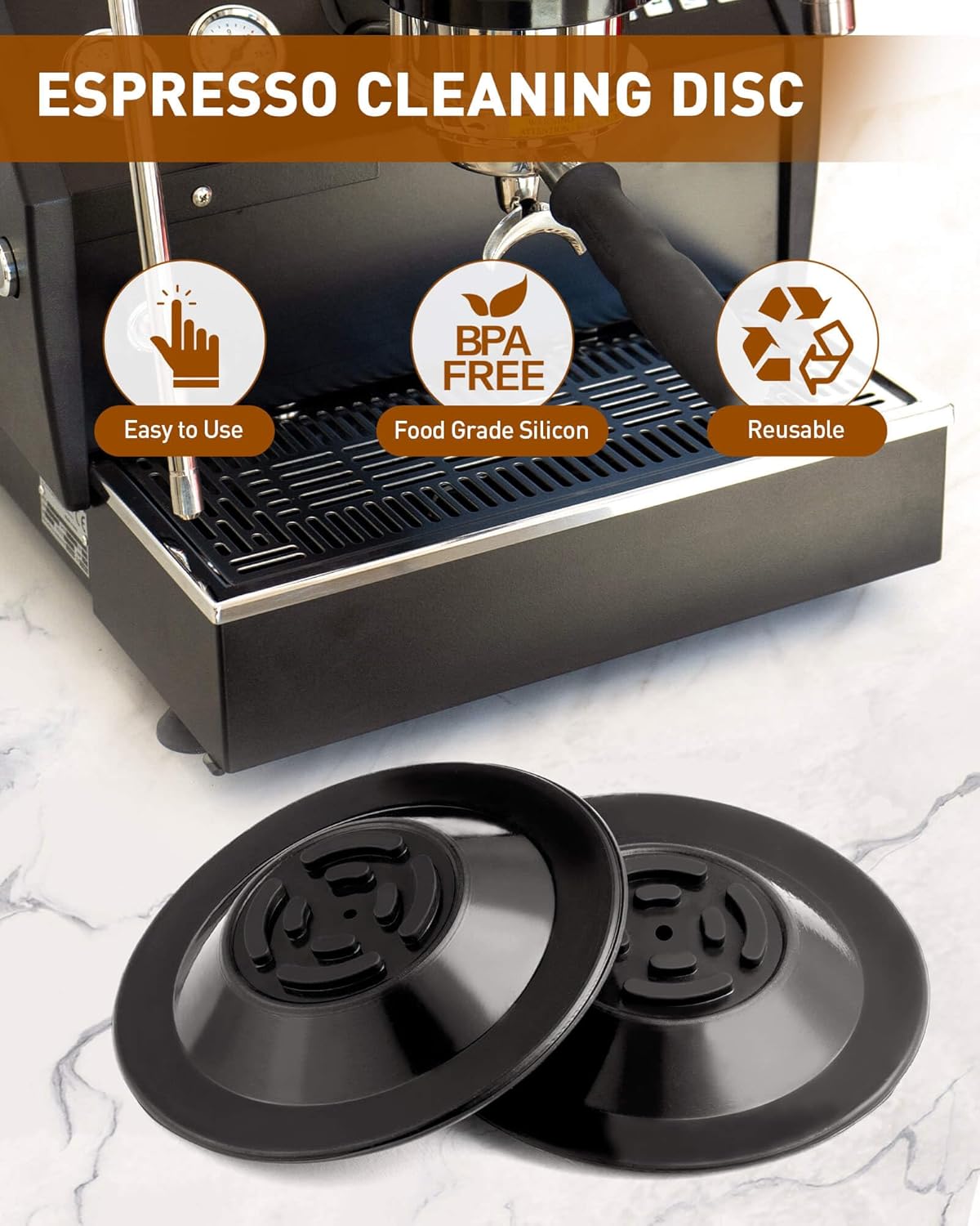 SONGTIY 2PCS Espresso Cleaning Disc, 54mm Silicon Backflush Disc for Select Breville Espresso Machines, Breville Accessories Compatible with BES810BSS, BES840XL, BES878BSS, BES880, BES870XL