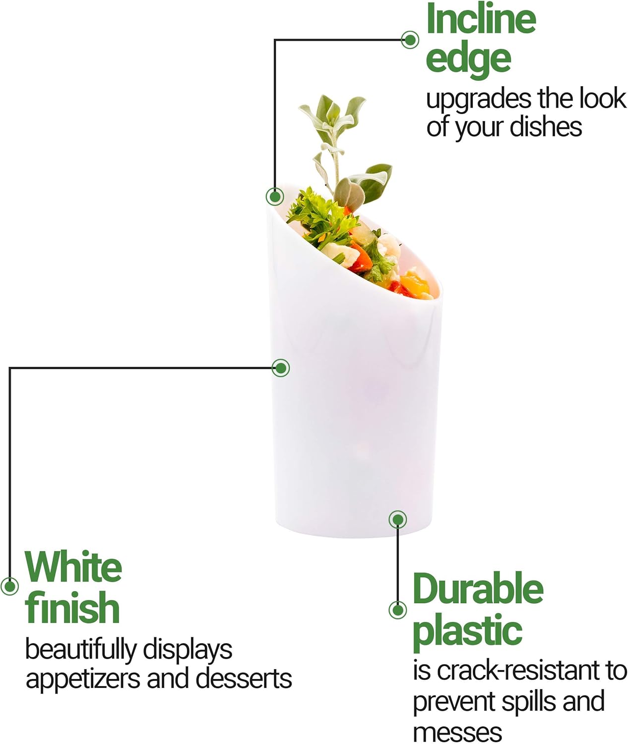 Restaurantware 3 Ounce Shot Glasses 100 Round Incline Cups - With White Finish Disposable Plastic Shot Glasses For Serving Samples At Wedding Banquets And Catered Events