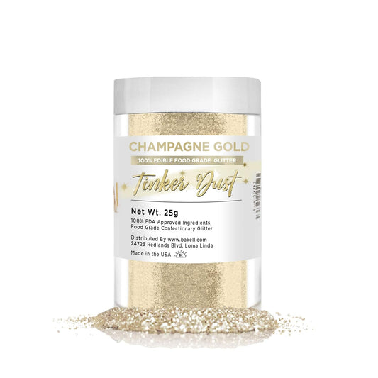 Bakell Bulk Size | Champagne Gold/Beige Edible Tinker Dust Edible Glitter Jar | Food Grade Gourmet Dessert, Foods, Drink Garnish Cream 25g