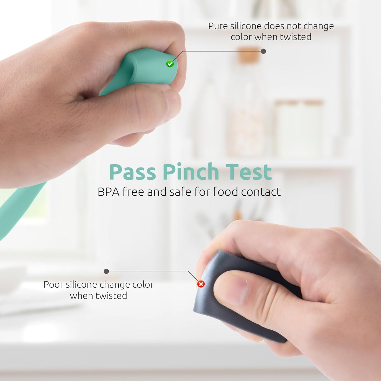 U-Taste Skinny Silicone Jar Spatula: 600ºF Heat-Resistant Food-Grade 10in Long Narrow Sourdough Stirring Stick, Seamless Flexible Peanut Butter Spreader for Scraping Icing Bread Cream, Jam (Aqua Sky)