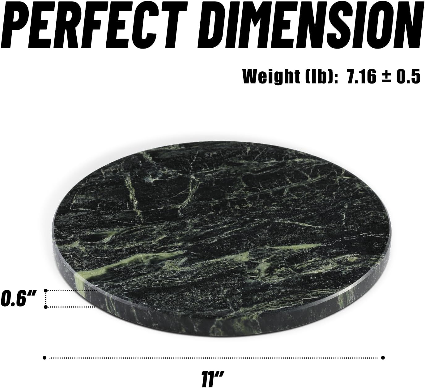 Koville Indian Natural Marble Cutting Board for Kitchen, 11inch Round Hand Crafted Marble Slab for Cheese, Charcuterie, Pastry Board - Wedding Gift, House Warming Gift(Indian Green)