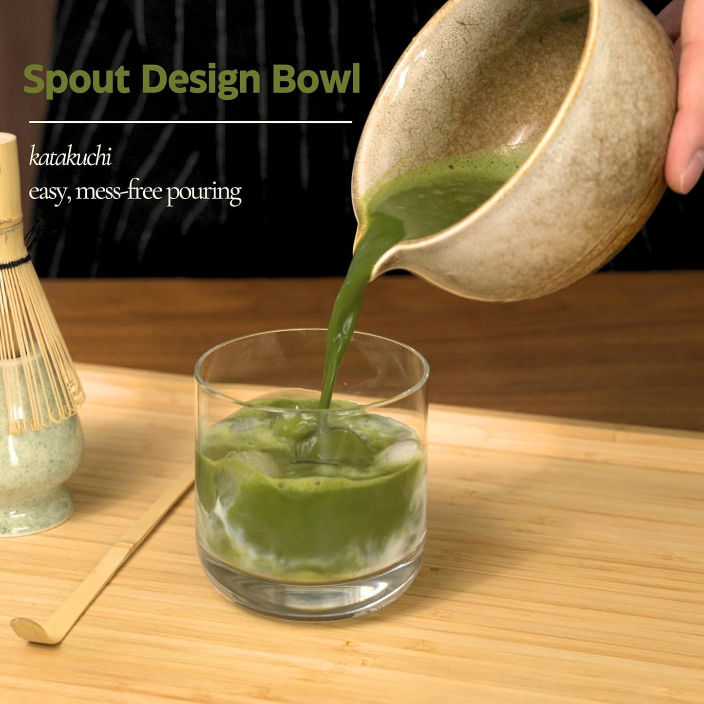 Matcha Whisk Set, Matcha Set, Handcrafted Bamboo Chasen & Ceramic Bowl Matcha Kit, 5 Pcs Matcha Set Whisk and Bowl with Stainless Steel Sifter, Bamboo Scoop & Holder for Matcha Tea Ceremony,Taupe