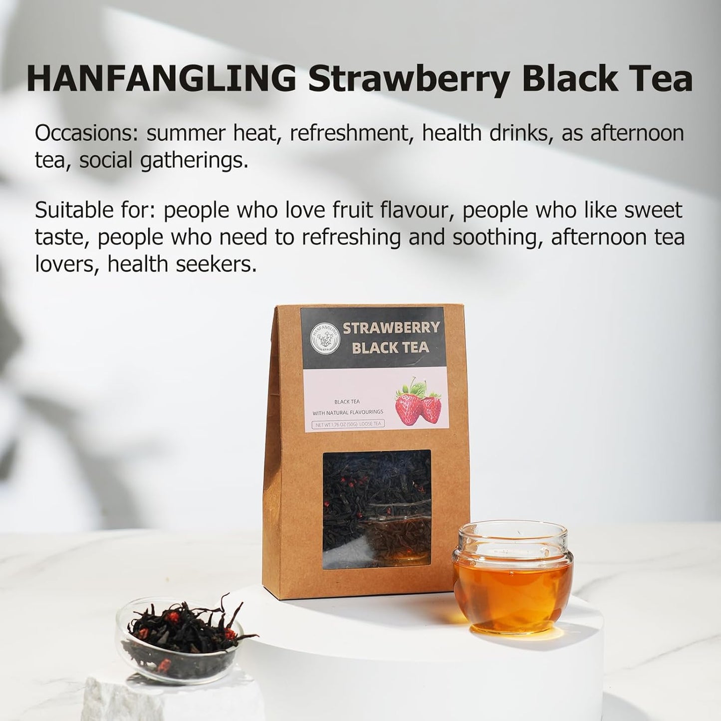 HANFANGLING Tea Gift Box, White Peach Oolong Tea, Jasmine Green Tea, Strawberry Black Tea, Three Fruit Tea Combinations, Beautifully Gift Boxed, Perfect as a Gift for Tea Love