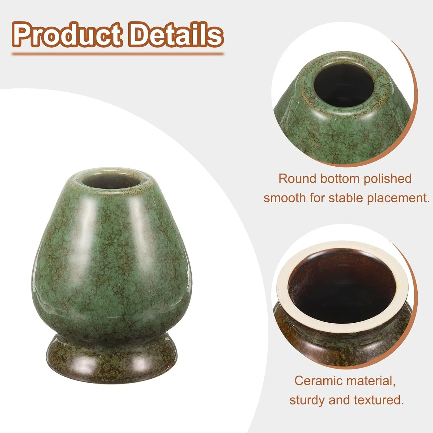 HARFINGTON Ceramic Chasen Stand 70mm Matcha Whisk Holder Teas Set Whisks Stand Traditional Matcha Tea Chasen Holder Tea Set Accessories for Tea Tasting, Gradient Green