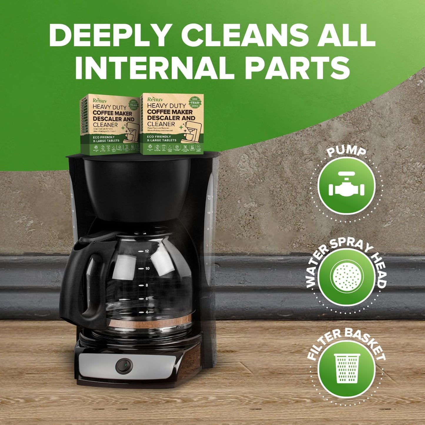 Coffee Maker Cleaner & Descaler Tablets, 12 Uses for Keurig, Ninja, Breville, Delonghi, Nespresso, Miele, Jura, Mr Coffee, Cuisinart Descaling Solution for Coffee Pot Maker & Espresso Machines