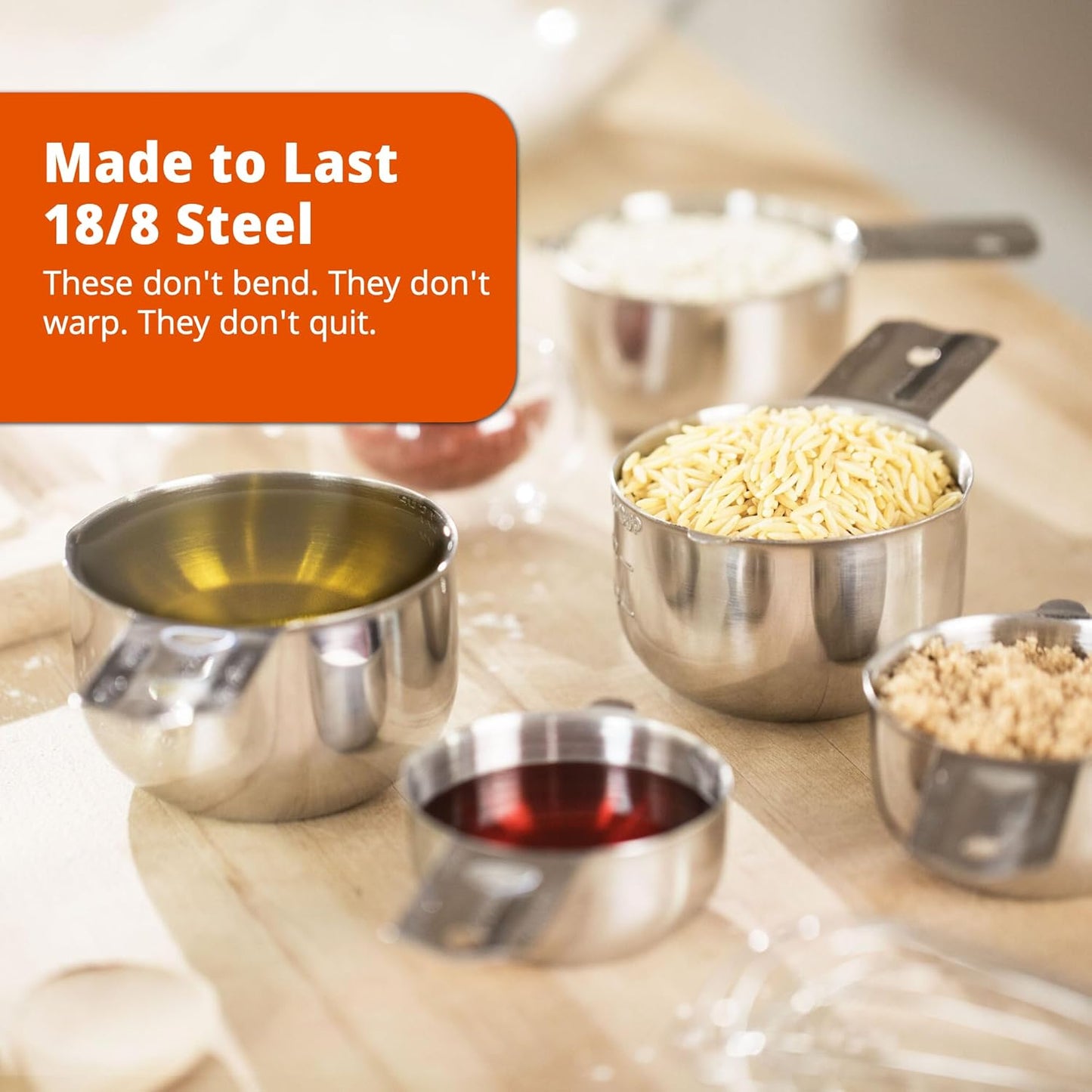 Premium 304 Stainless Steel Measuring Kit - 8-Piece Essential Cups and Spoons for Everyday Use, Stackable & Durable