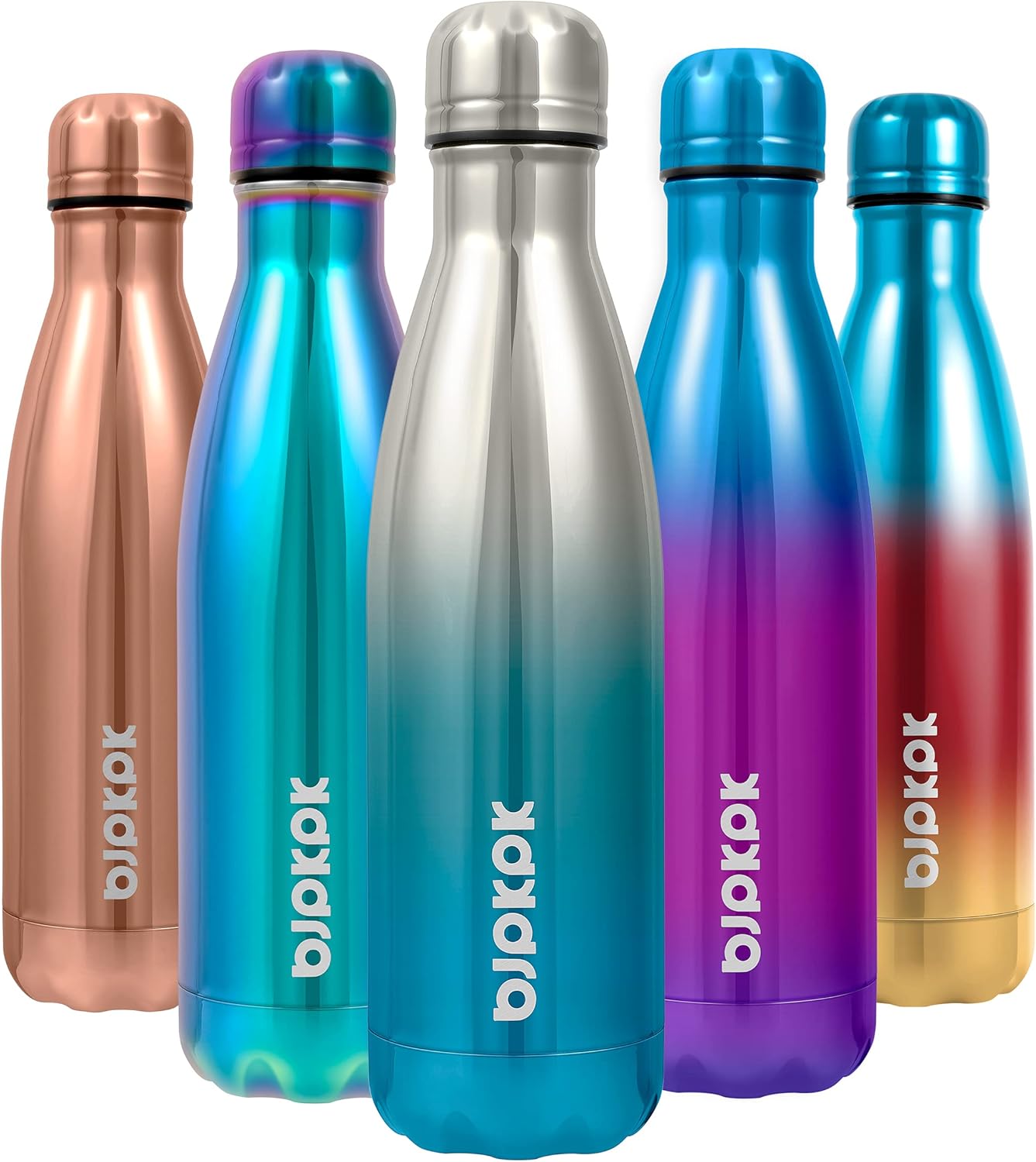 BJPKPK 17oz Insulated Stainless Steel Water Bottles,Sports Water Bottles Keep Cold for 24 Hours and Hot for 12 Hours,BPA Free for Travel,Blue Lagoon