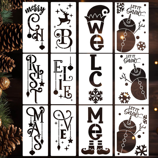 Christmas Stencils for Painting on Wood 35.4" Large Believe Let it Snow Stencil Christmas Stencils for Crafts Porch Sign Decor