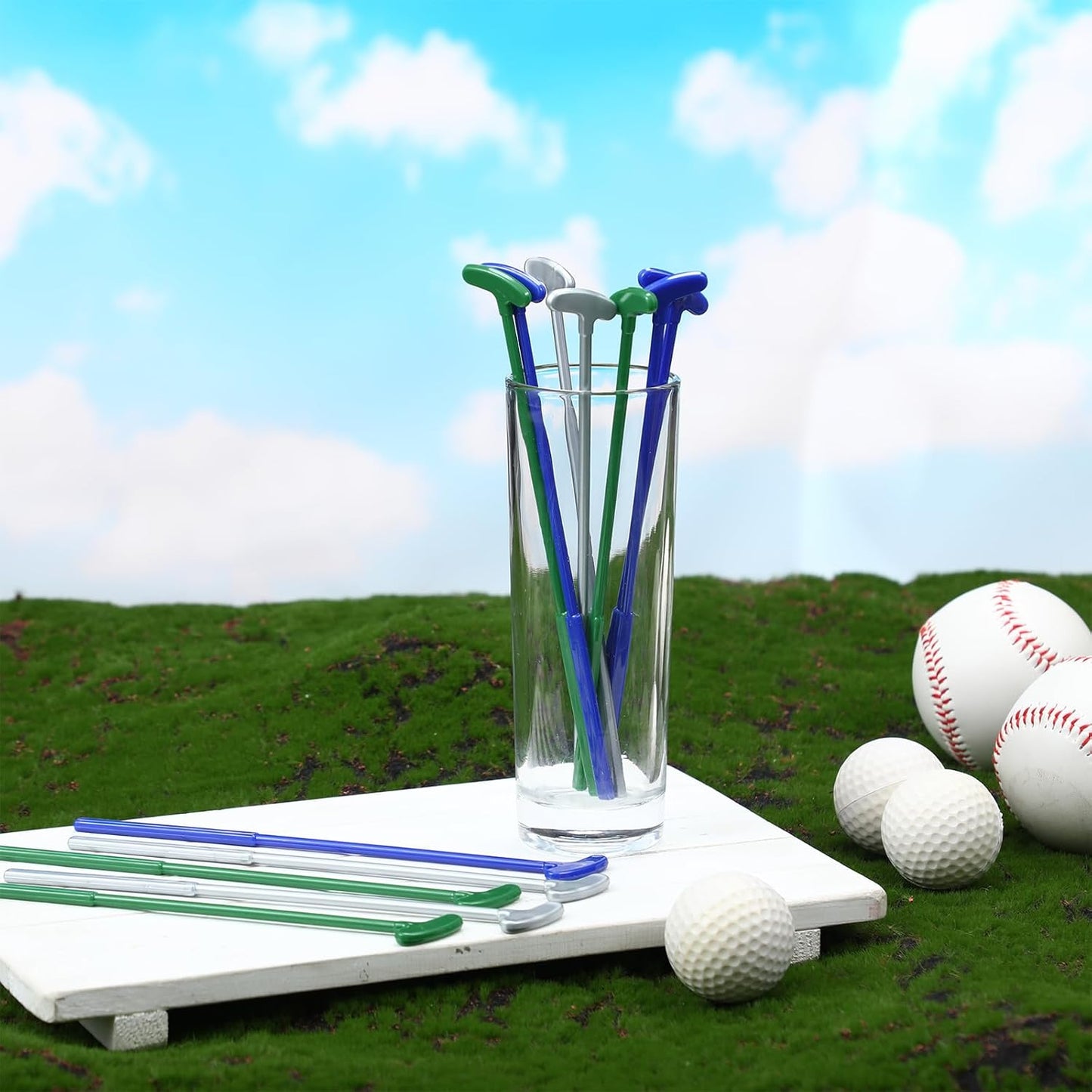 30 Pcs Golf Putter Swizzle Stir Sticks Coffee and Cocktail Stirrers 7.48 Inch Drink Plastic Golf Club Cocktail Swizzle Sticks Party Decorations Favors Reusable for Garnish or Mixers