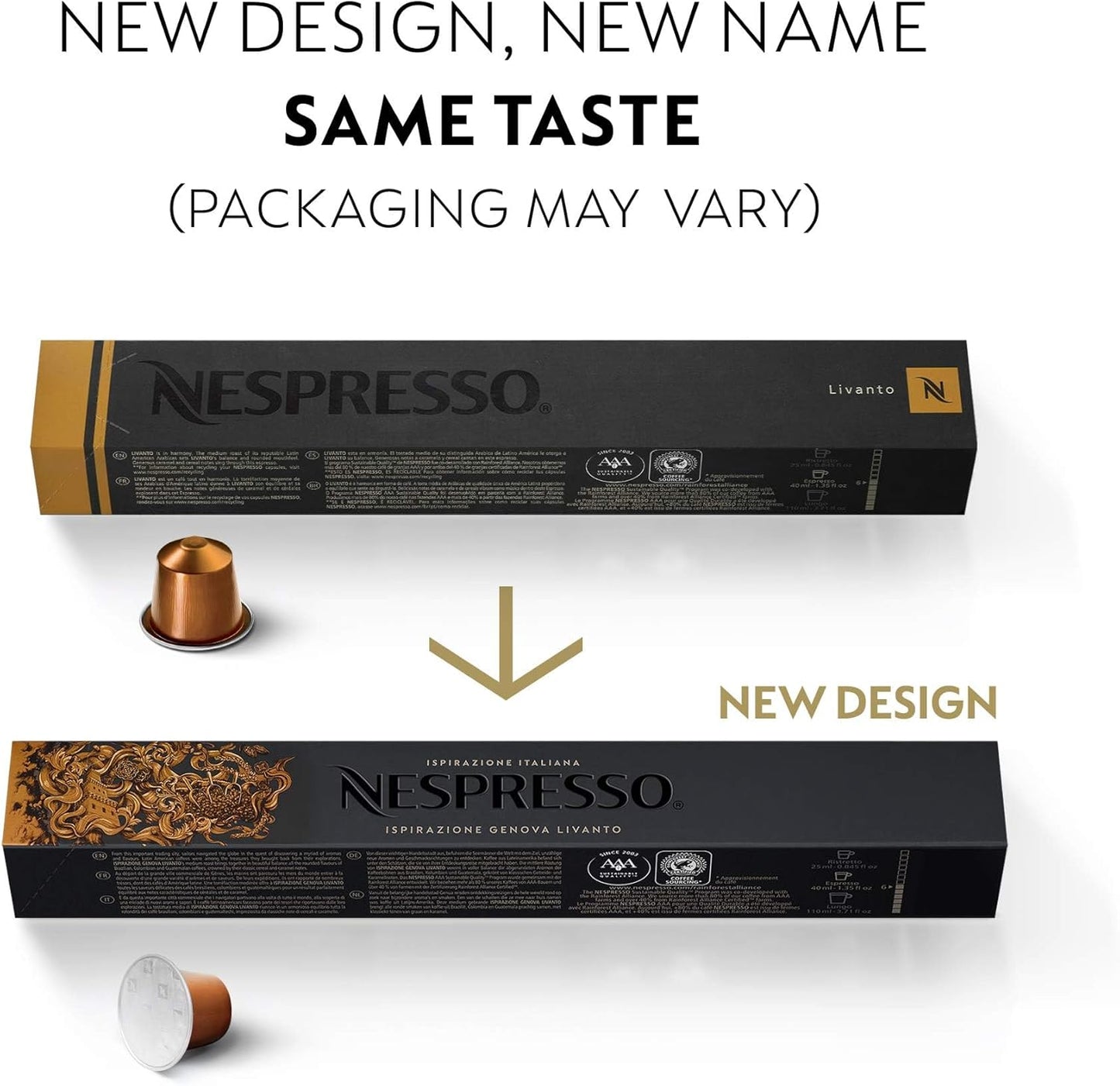 Nespresso Capsules Original Line, Livanto, Medium Roast Espresso Coffee, 50 Count Coffee Pods