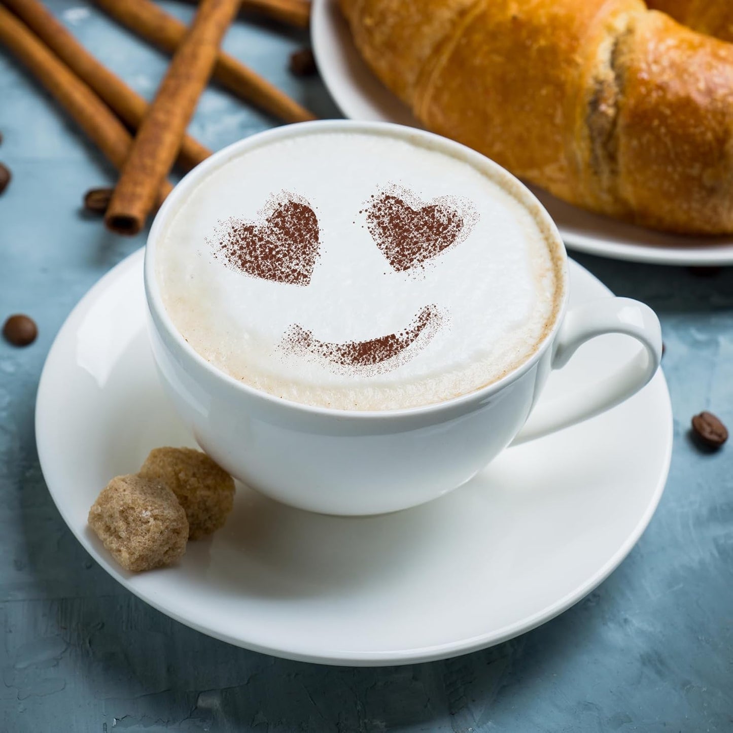 NAKLEO Coffee Stencils and Cookies Decoration 14Pcs 2.8”x2.8” and 4.3”x4.3”, Reusable Plastic Baking Templates, Emotion Smileys Emoticon, Barista DIY Art Craft, Capuccino Latte Chocolate Cake Biscuit