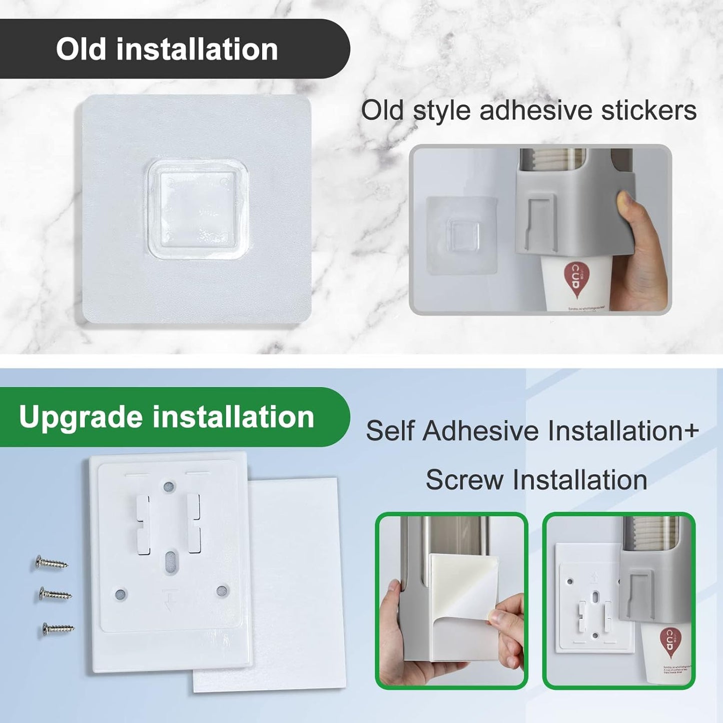 Cup Dispenser, Wall Mounted Water Cooler Cup Dispenser for 3oz-5oz Disposable Cups, Bathroom Cup Holder, Plastic Paper Cup Holder with Adhesive/Screw Mount for Office, Hospital, Bathroom