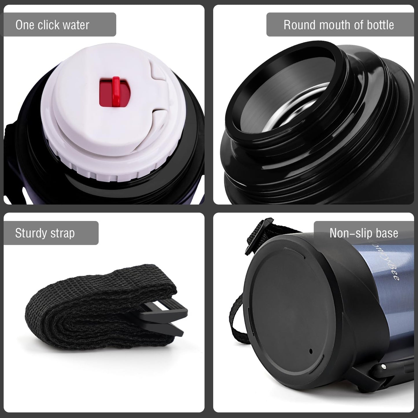 HoneyBee Insulated Water Bottle41 Ounce For Hot & Cold Drink, 18/8 Stainless Steel Vacuum Insulation BPA Free, Travel Keep Liquid Hot For 24 Hours (Starry Blue)…