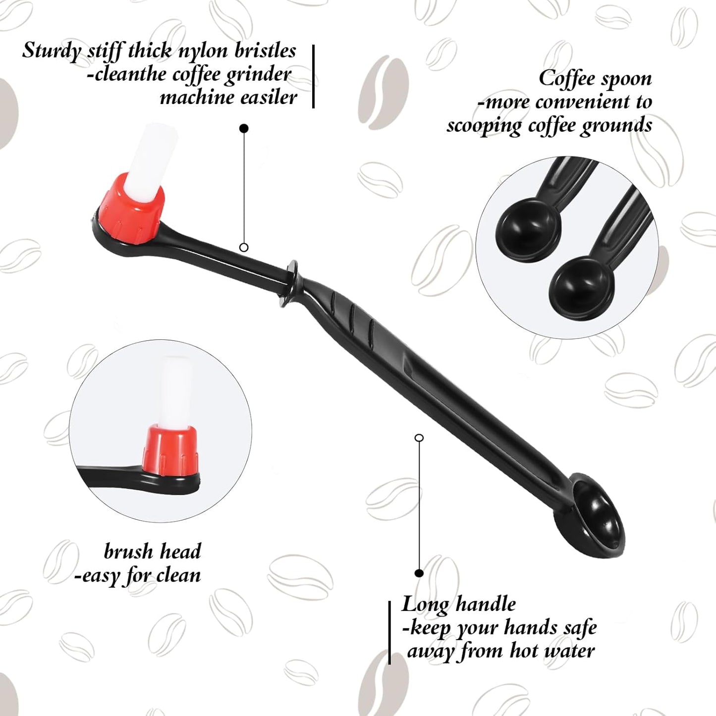Espresso Coffee Machine Cleaning Brush 2 Pieces Coffee Brush Espresso Cleaning Brush with Spoon Head for Coffee Grinder and Espresso Cleaning