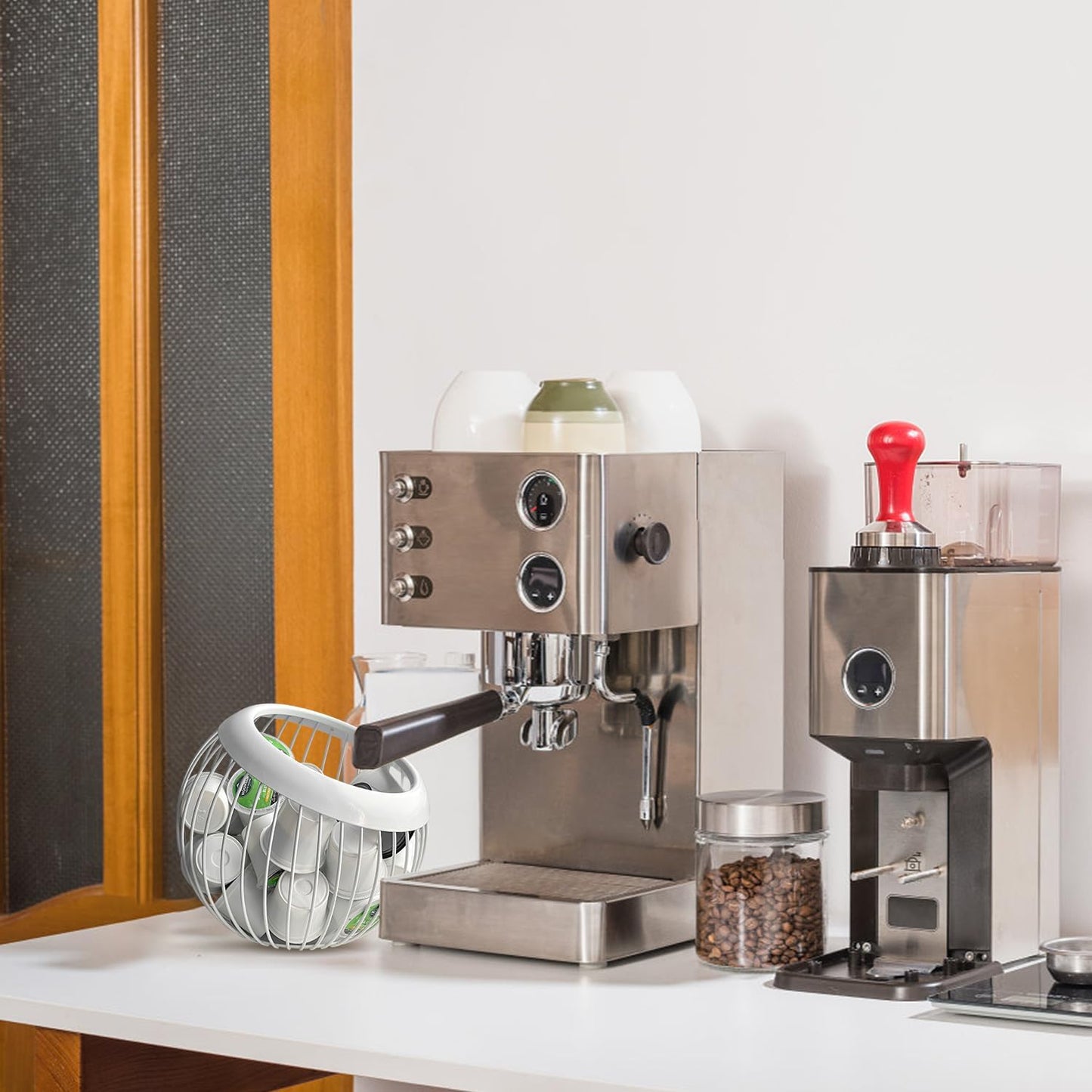 Charmount Coffee Pod Holder, Large Capacity K Cup Holder and Espresso Pod Holder, Coffee Pod Organizer for Kcup Storage and Espresso Capsule Holder, Coffee Pod Storage (White)