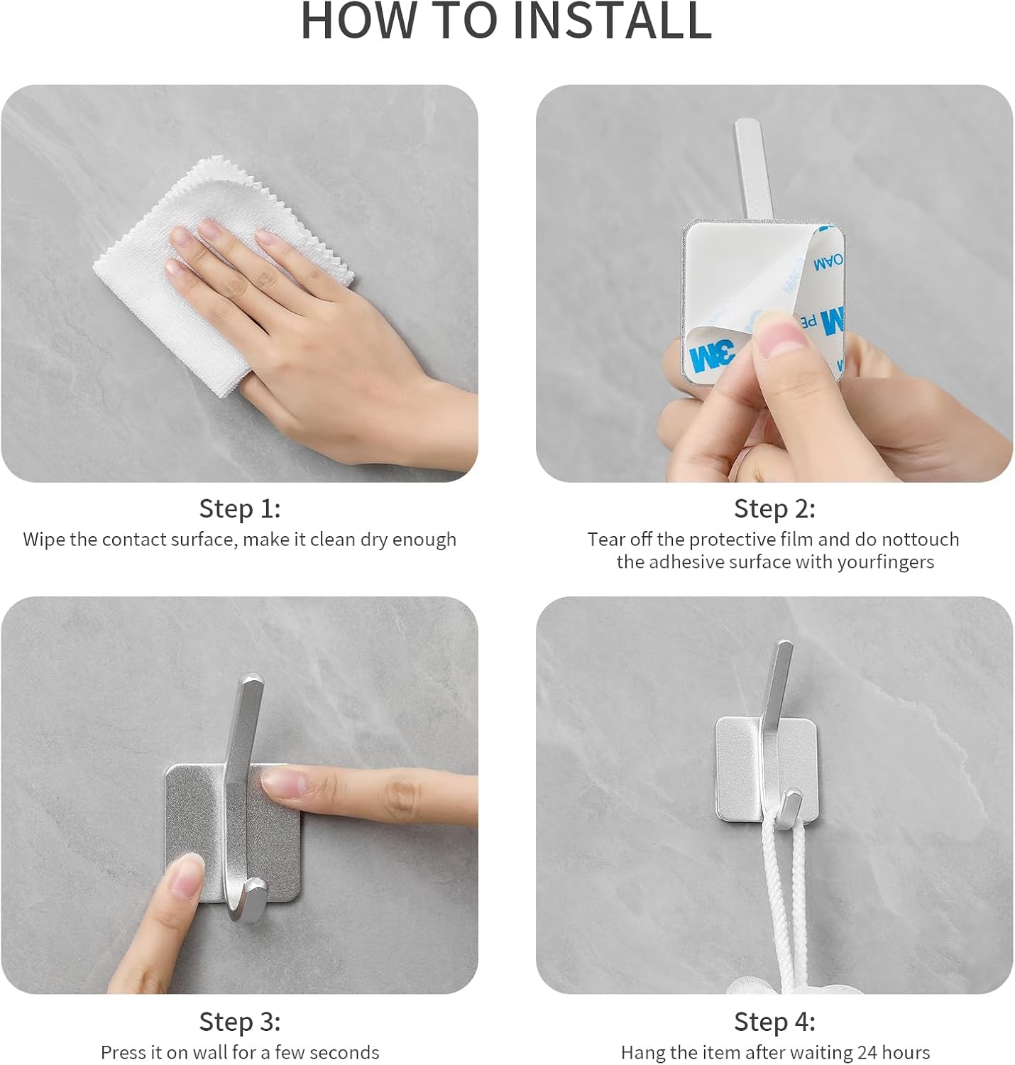 Paoli Heavy Duty Adhesive Hooks,Self-Adhesive Hooks Multiple Colors and Styles 30 lb Maximum Load for Home Schools and Offices (4pc, White)