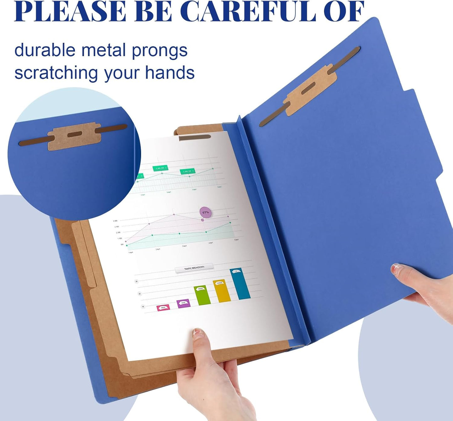 12 Pcs Classification Folders Letter Size, Back to School Supply for Teacher, Student, 3 Dividers Pressboard File Folder Bulk with 2 Fasteners, 3.5 Inch Expanding File Organizer (Dark Blue)