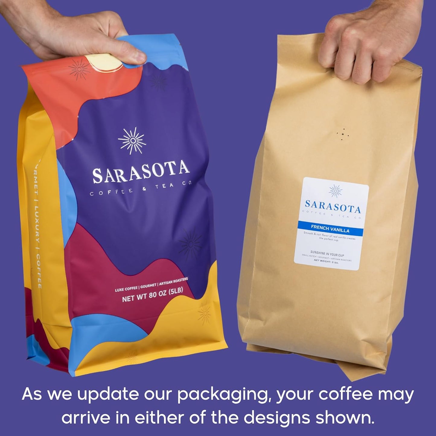 Sarasota Coffee Ground French Vanilla | Medium Roast Gourmet Flavored Coffee Grounds | Low Acid, Mold Free, Specialty Grade Flavored Bulk Ground | 5lb (80 oz)