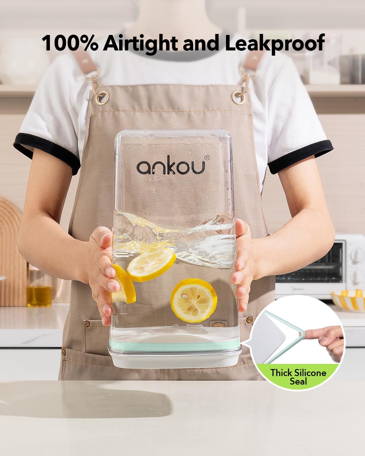Ankou Airtight Food Storage Container with Pop Lid & 130ml Scoop, 4L/4.2qt *2 BPA-Free Cereal, Rice, Flour, Pasta & Snack Container, Stackable & Durable,Kitchen Pantry Organizer