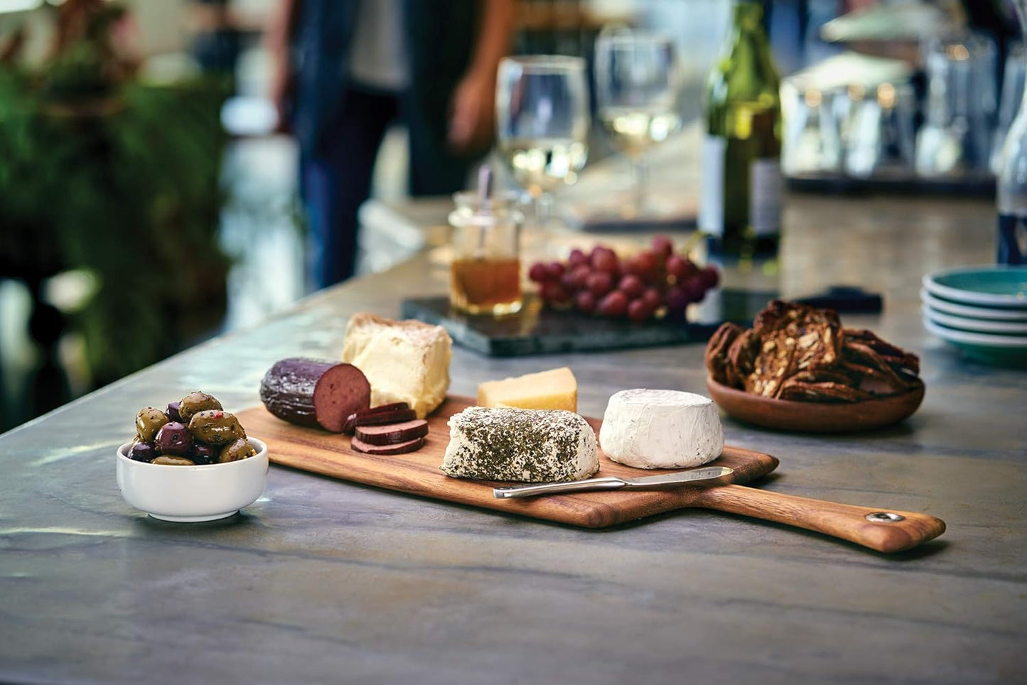 Ironwood Gourmet Large Rectangular Provencale Paddle Board, Acacia Wood 20.5 x 8 x 0.5 inches