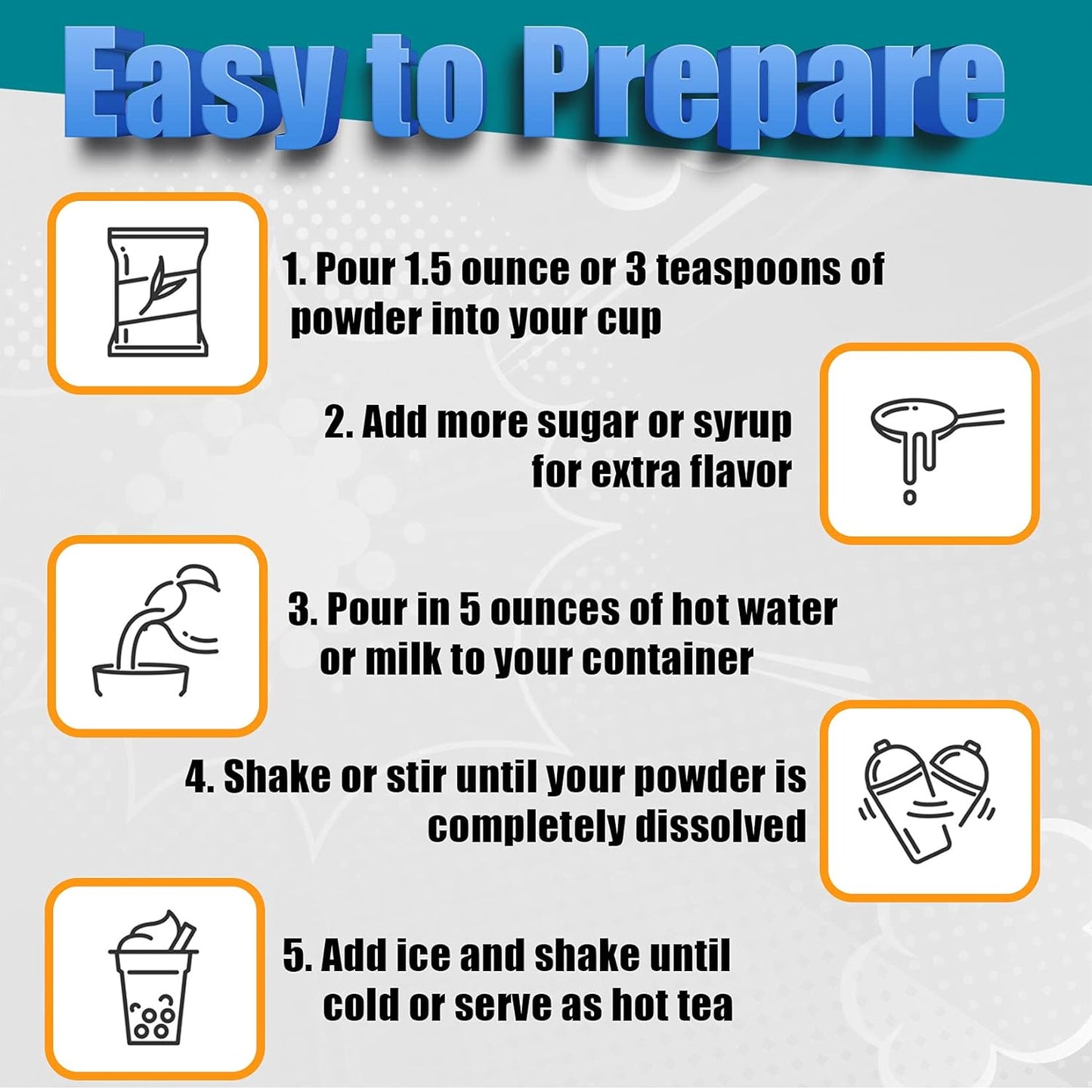 Fusion Select 2.2lb Boba Tea Powder Thai Tea Mix Flavored 3-in-1 Drink Powder with Cream & Sugar - Instant Pre-Mixed Beverage for Hot or Cold Blends or Yummy Frappes Bubble Tea