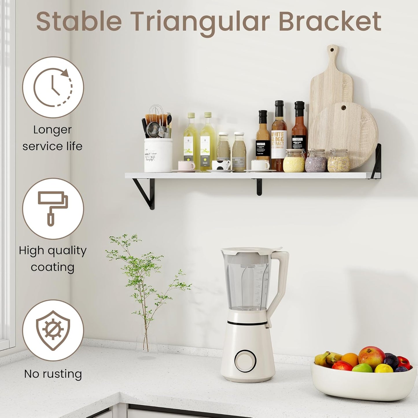 Dreamland White Floating Shelf 36 inch, 36W x 8D Wall Mounted Shelves Set of 2, Wide Display Ledge Shelf with Sturdy Metal Brackets for Living Room, Bathroom, Bedroom and Kitchen