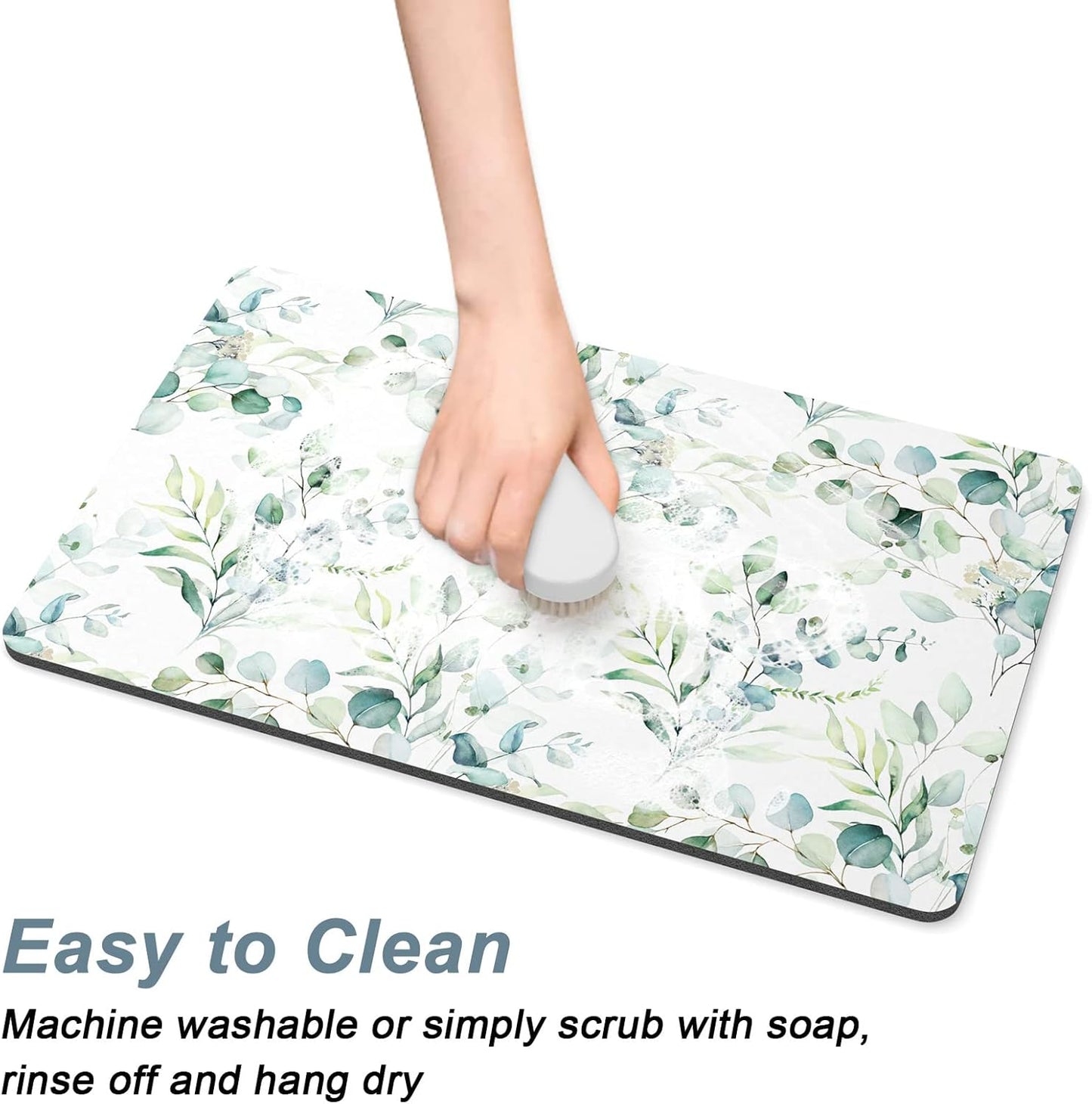 Rnivvi Coffee Mat, 12" x 19" Cute Minimalism Design Coffee Bar Mats for Espresso Machine Station Accessories and Organizer, Hide Stain Rubber Backed Absorbent Dish Drying Pad for Kitchen Counter,White