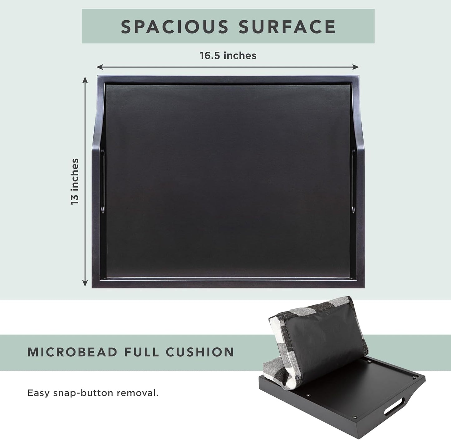 ROSSIE HOME Wood Bed Tray Lap Desk with Detachable Cushion, Serving Tray - Buffalo Check - Fits up to 15.6 Inch Laptops - Style No. 76108