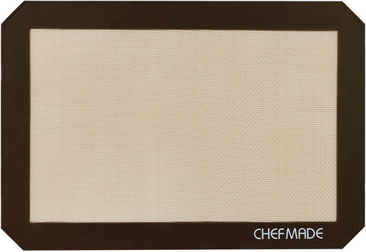CHEFMADE 13-Inch Silicone Baking Mat with Measurements, Non-stick Heat Resistant Rolling Dough Mat, for Pastry,Pizza, Fondant and Pie Crust Making 8.6" x 12.6" (Brown)