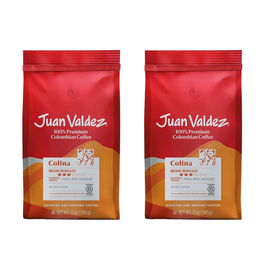 Juan Valdez Colina Ground Coffee, Balanced Roast 12 OZ - Premium Colombian Coffee - Unique “Caracolito” beans produce a coffee of balanced flavor (Pack of 2)