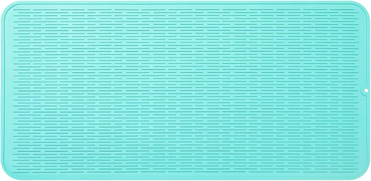Silicone Dish Drying Mat for Multiple Usage,Easy clean,Eco-friendly,Heat-resistant Silicone Mat for Kitchen Counter or Sink,Refrigerator or Drawer Liner Mint 5XL 36inches x 18inches