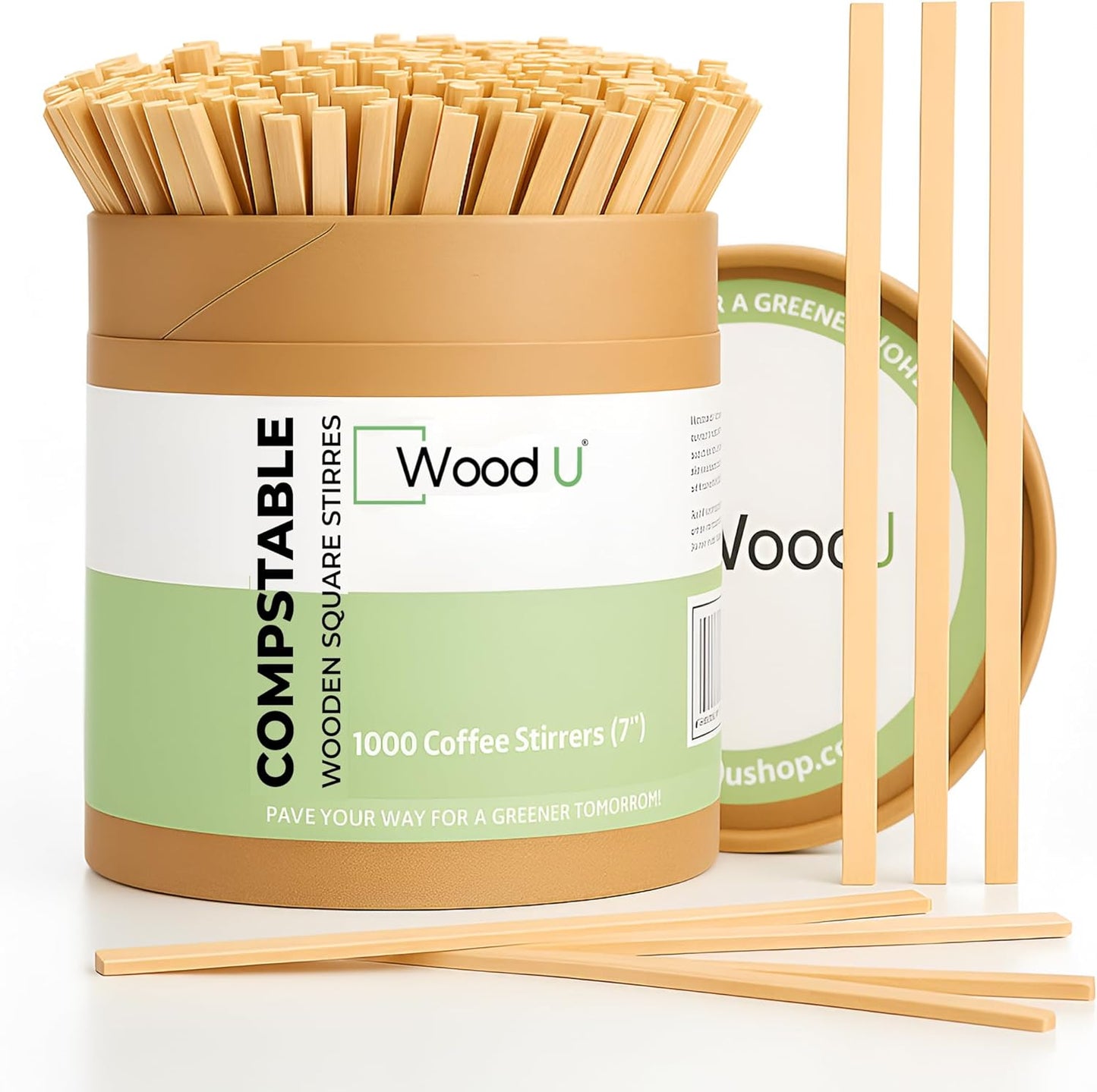 Premium 7" Wooden Coffee Stir Sticks - Eco Friendly Square-End Coffee Stirrers Sticks 1000-Pack