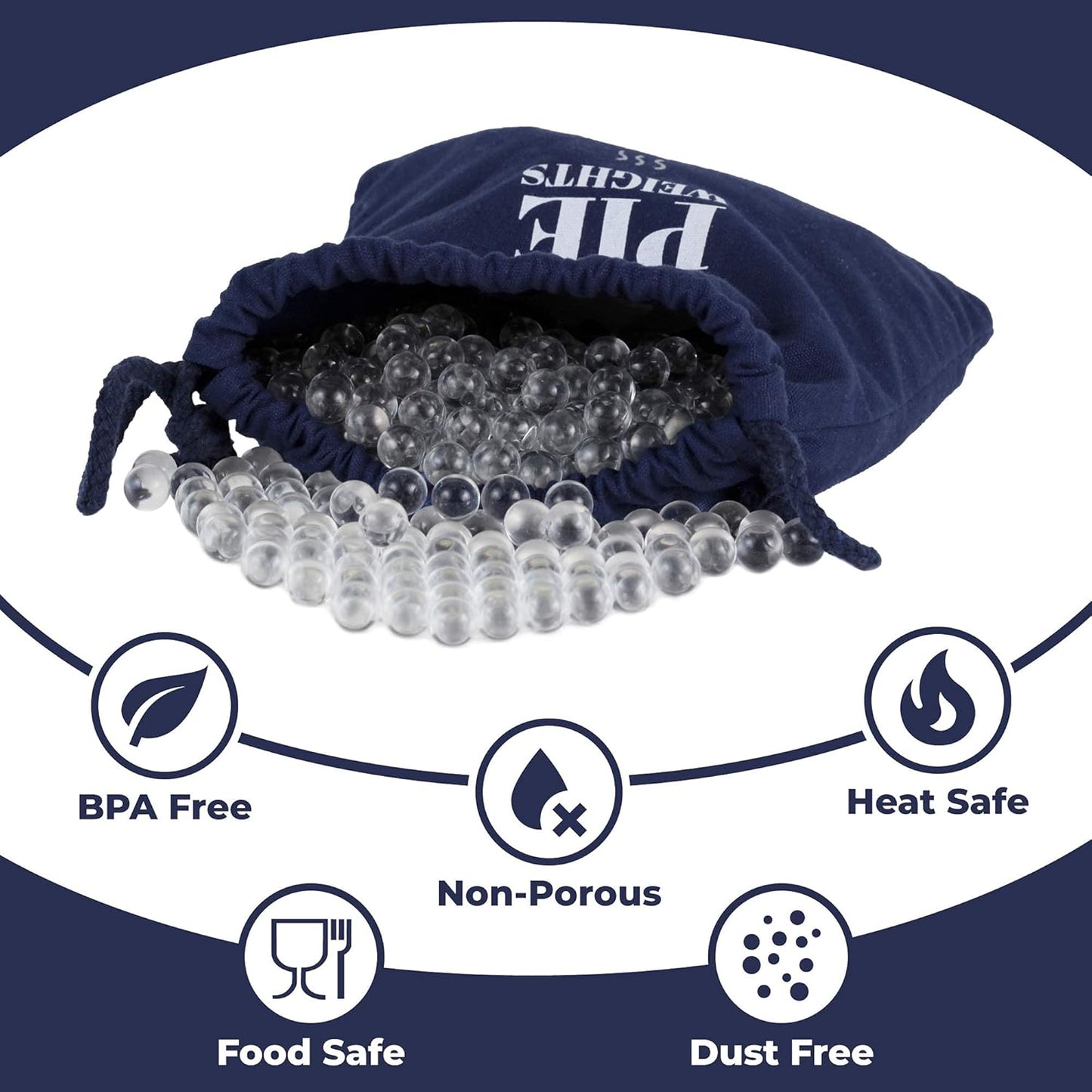 Glass Pie Weights for Baking | Better Than ceramic beads! Dust Free Borosilicate Glass | Large Quantity 2.5 Pounds | Drawstring Storage Bag | Essential baking tools and pie making accessories