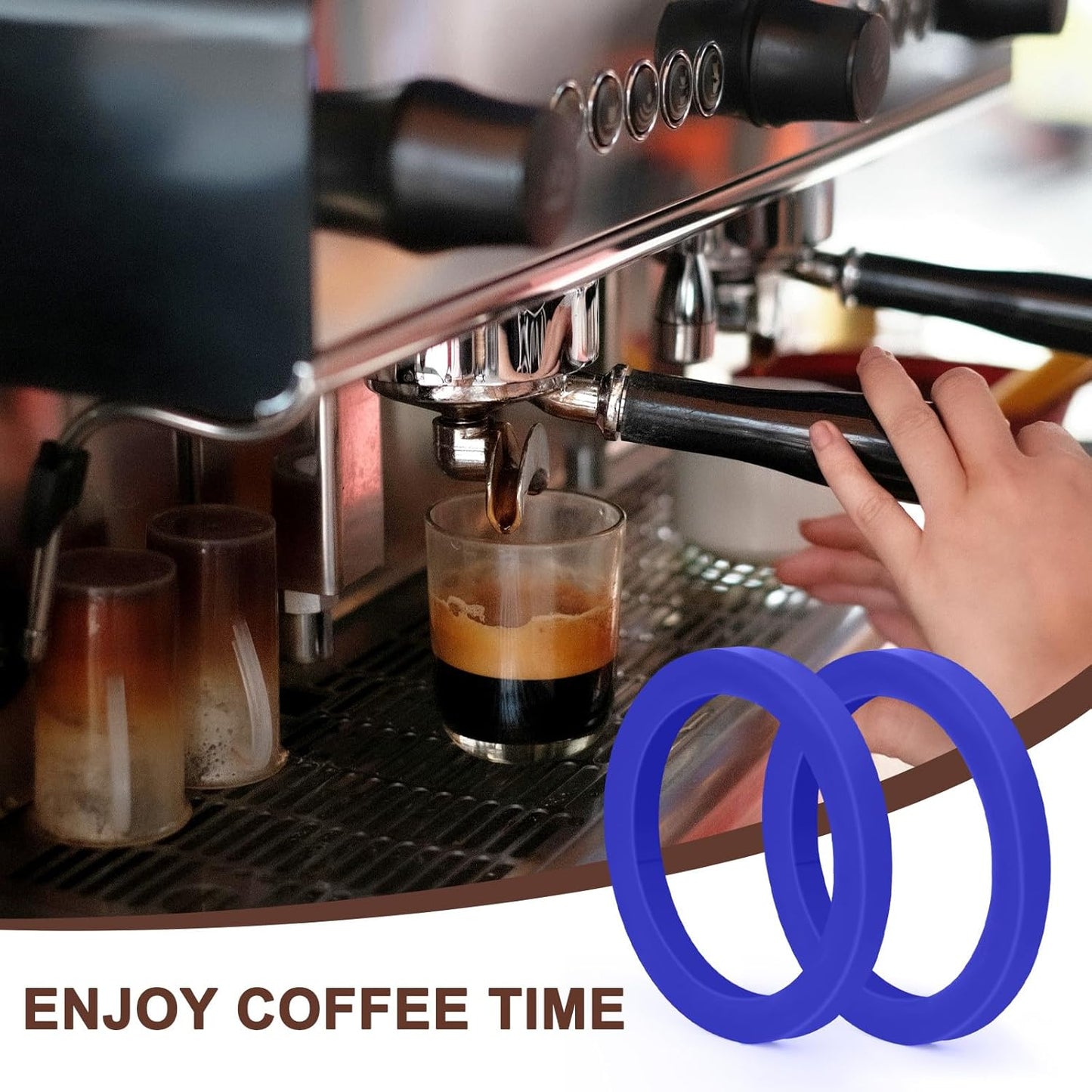 E61 Gasket 8.5mm Silicone Group Gaskets No BPA Fits for Gaggia Espresso Machine Machines Grouphead/Portafilter, Blue (2Pcs)