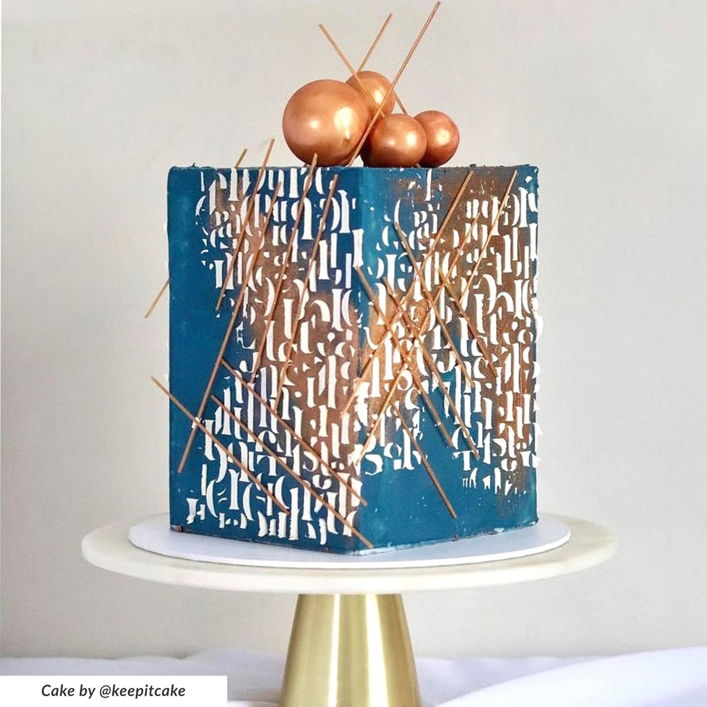 Alphabet Cake Stencil - Seamless Delicate Pattern for Decorating Tall Double Barrel Cake to Use with Buttercream, Royal Icing, Ganache, Paint, Airbrush (TULIS)